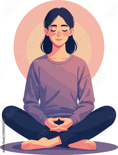 meditazione, relax yoga uomo o donna vettoriale 