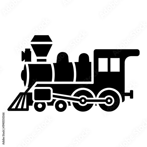 Black Silhouette Steam Locomotive Train Icon
