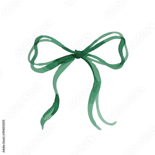 Hand drawn watercolor ribbon illustration set, elegant decorative bows for gift