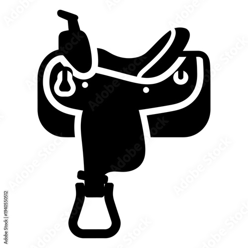 Western horse saddle icon black silhouette graphic for equestrian design