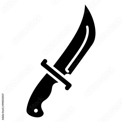 Hunting knife silhouette isolated on white background flat vector icon