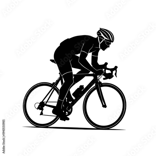 Professional cyclist riding sleek bicycle with focused determination