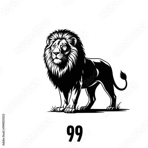 Majestic lion standing proudly with mane flowing