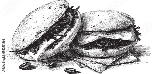 Venezuelan Arepa illustration on a white background. This vector illustration can be used in any size you like for advertising, logos, and other work.
