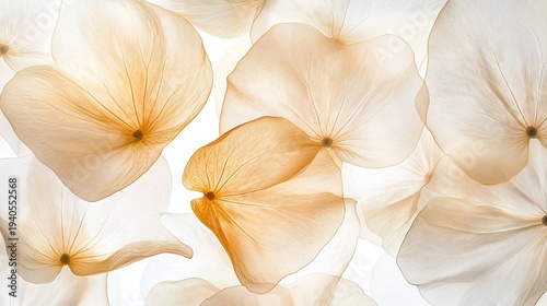A close-up of light brown and cream-colored dried flower petals, arranged in a soft and artistic pattern