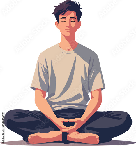 meditazione, relax yoga uomo o donna vettoriale 