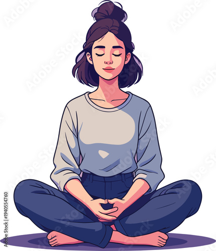 meditazione, relax yoga uomo o donna vettoriale 