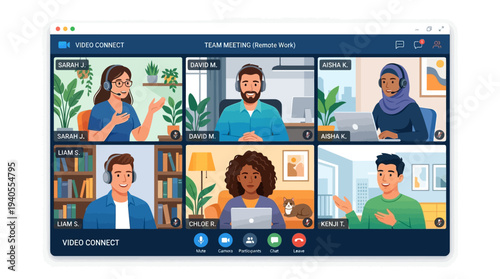 Diverse People Video Conference Meeting Online.