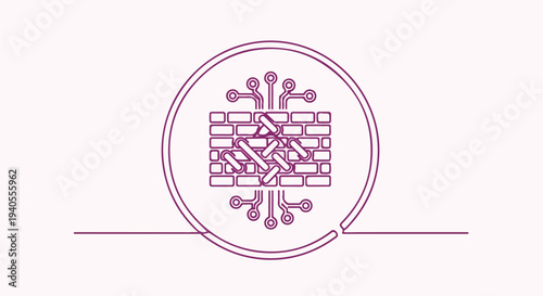 Digital Firewall Icon Symbolizing Network Security and Data Protection in Technology
