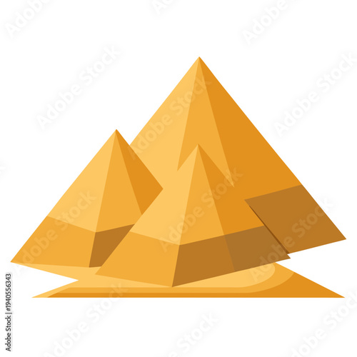 Golden pyramids standing majestically in desert landscape