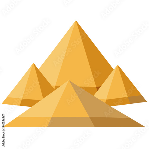 Golden pyramids standing majestically in desert landscape