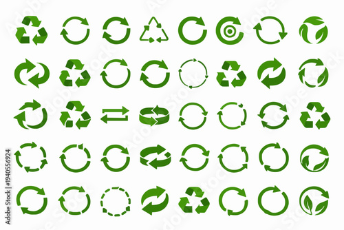 Green Circle Recycle Icons