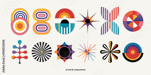 Vector illustration collection - trendy abstract creative minimalist prints and compositions with bright gradient colors - design templates for social media posts and stories, posters and banners icon