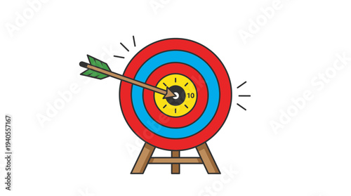 Dartboard with Arrow Hitting the Center.
