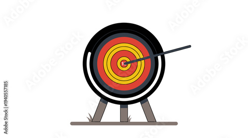 Archery Target with Arrow Hit Center.