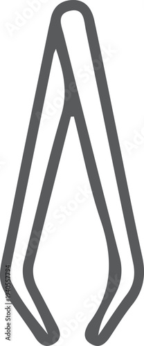 Minimalist line art illustration of a pair of metal tweezers for beauty and medical use.