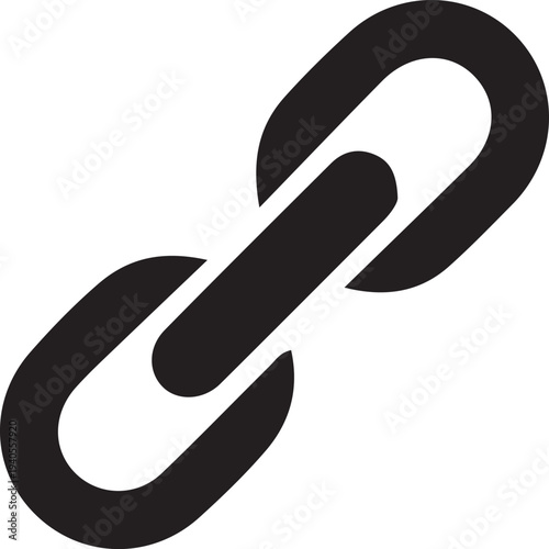 Black chain link icon representing a hyperlink or connection on a white background