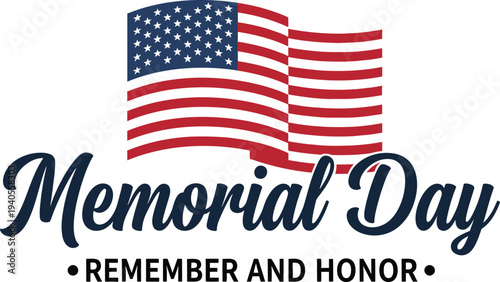 Memorial day tribute with american flags