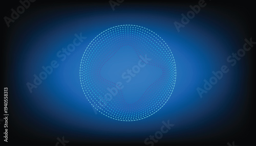 Blue gradient background with white and pink dotted lines forming a circular pattern  abstract design element  futuristic technology concept
