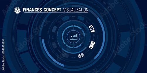 Abstract finance concept visualization with a circular futuristic design