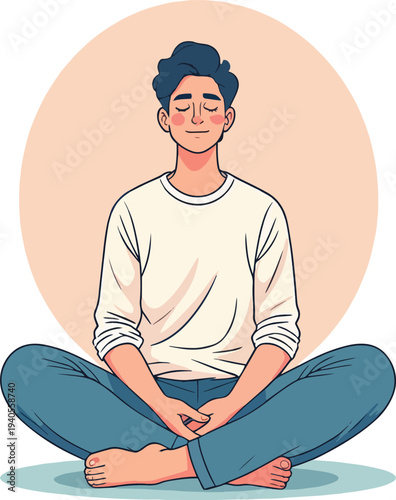 meditazione, relax yoga uomo o donna vettoriale 