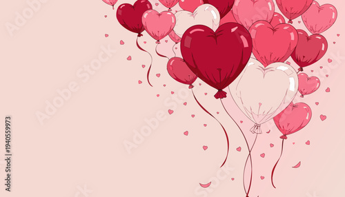 Gemini said

A pink background with hearts featuring a romantic vector illustration of balloons and flowers for a happy Valentine's Day celebration card design