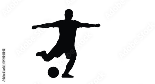 A dynamic soccer player in action captured as a striking silhouette
