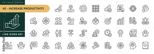 A collection of Increase Productivity icons set with editable stroke. Thin linear vector illustration.