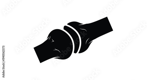 Anatomical illustration of a human joint in black bold silhouette