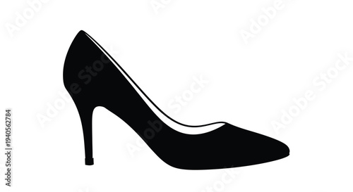 Elegant black high heel shoe shown in a striking silhouette