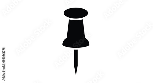 Simple black push pin icon on a white background silhouette