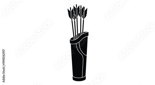 A quiver of arrows stands upright a striking black silhouette