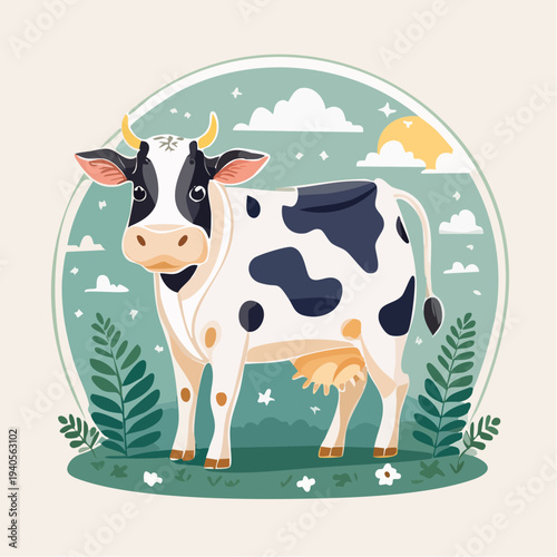 Vache mignonne en illustration vectorielle