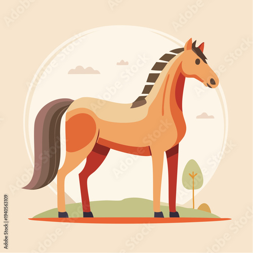 Cheval stylisé en illustration vectorielle
