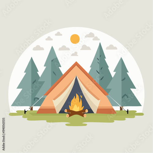 Illustration vectorielle minimaliste de vacances en plein air