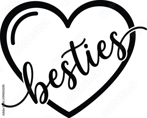 Heartfelt best friends symbol with elegant typography