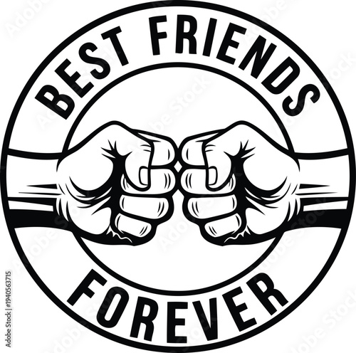 Best friends forever symbol with fists and text