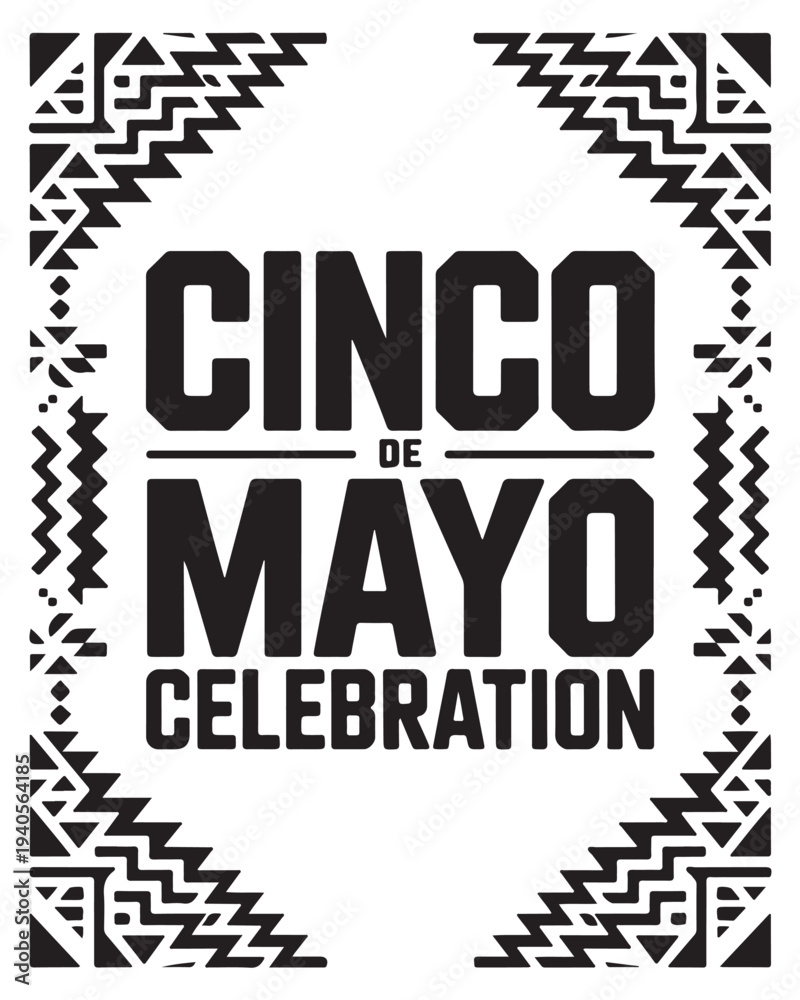 Fototapeta premium Cinco de Mayo Celebration text with tribal border lettering