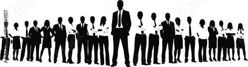 Business team silhouettes, corporate leadership, professional teamwork, group of executives, company staff, office workers, management hierarchy, vector illustration, success, strategy