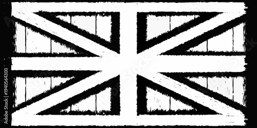 Abstract geometric design featuring intersecting black and white shapes