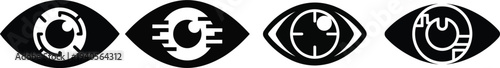 Four different eye icons in black and white for graphic design purposes online  eye icons