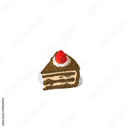 strawberry cake isolated on white love Cake