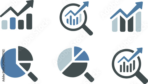 Market Analysis icon set multiple style collection