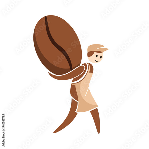 Barista Carrying Giant Coffee Bean