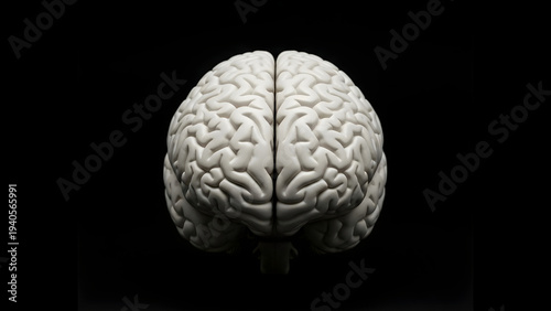 A realistic human brain model on a dark background