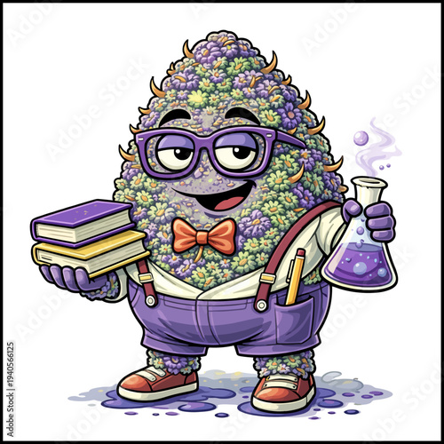 Purple Urkle Cannabis Strain Cartoon Illustrated Character