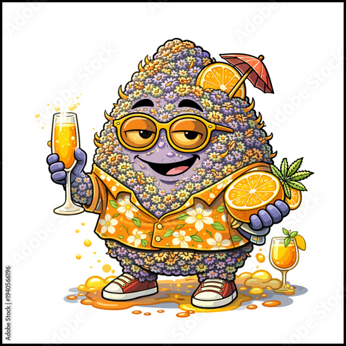 Mimosa Cannabis Strain Cartoon Illustrated Character