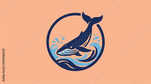 Whale Jumping Out of Water Logo Design.