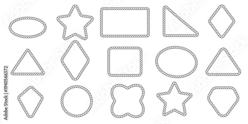 Set of abstract decorative rope frame border for design