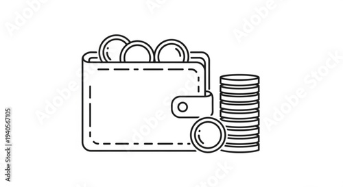 Wallet with coins and cash financial concept money management savings economy budget wealth finance icon
